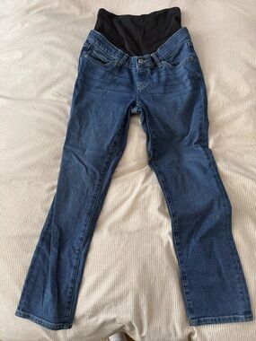 GAP Dark Blue Straight-Leg Maternity Jeans with Black Overband